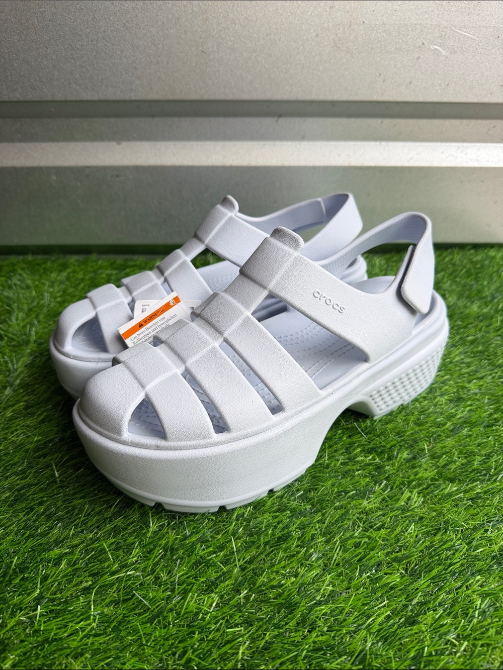 CROCS White Platform Fisherman Sandals